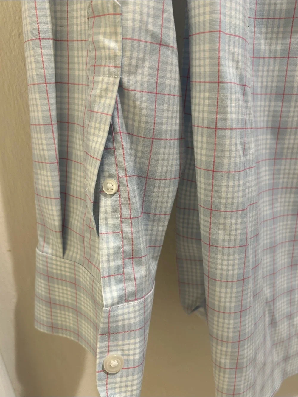 J. Crew Men’s Light Blue and Pink Windowpane Dress Shirt